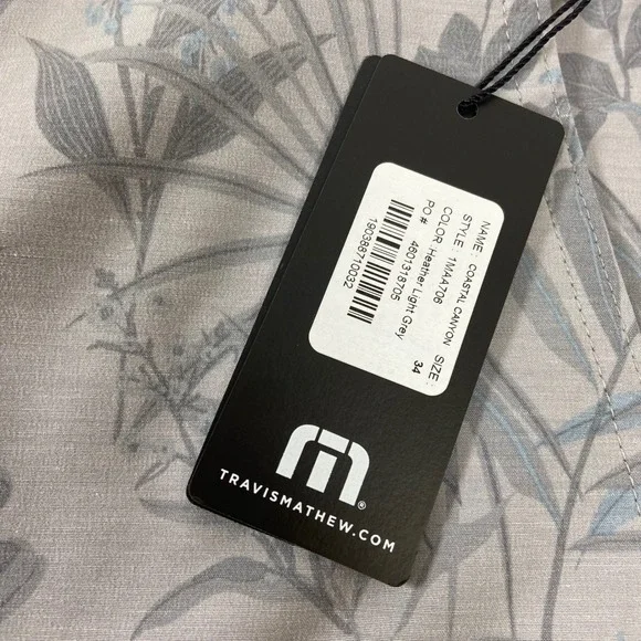 Travis Mathew Coastal Canyon Heather Light Grey Floral Shorts Mens Size 34 Chino - Picture 2 of 8